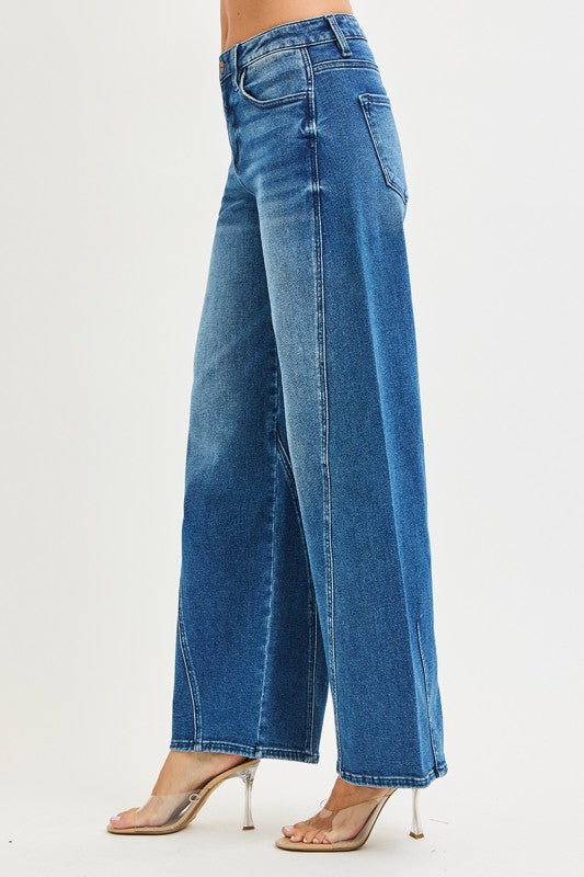 Avril High Rise Cropped Barrel Jeans Dark Wash