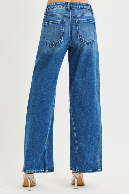 Avril High Rise Cropped Barrel Jeans Dark Wash