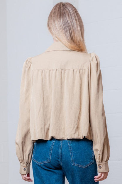 Aspen Long Sleeve Woven Jacket Taupe