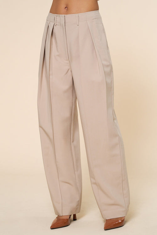 Maura High Waist Wide Leg Pleated Pants Taupe