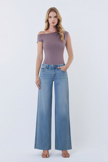 Spencer Mid Rise Wide Leg Jeans Light Wash
