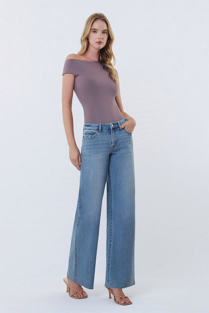 Spencer Mid Rise Wide Leg Jeans Light Wash