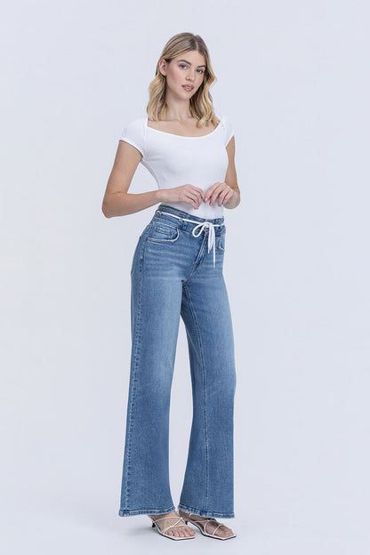 Luma High Rise Drawstring Jeans Medium Wash