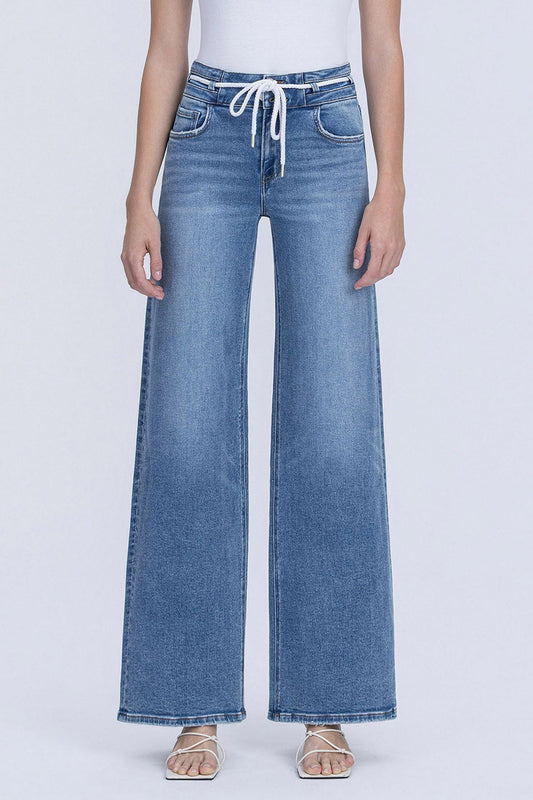 Luma High Rise Drawstring Jeans Medium Wash