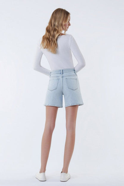 Renee High Rise Waist Tie Denim Shorts Light Wash