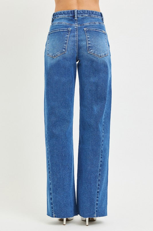 Sorella High Rise Drawstring Jeans Dark Wash