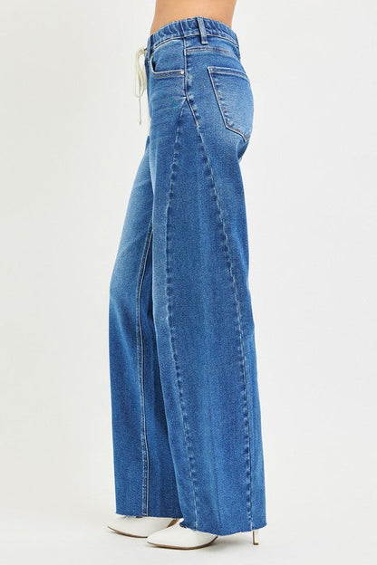 Sorella High Rise Drawstring Jeans Dark Wash