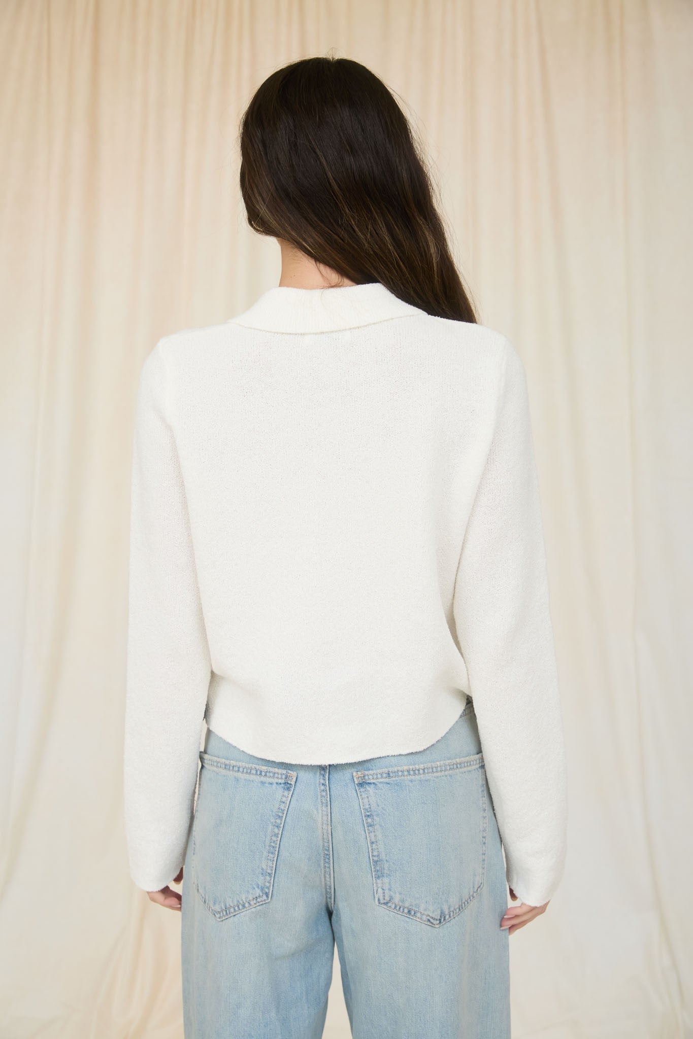 Laney Long Sleeve Button Down Knit Cardigan Ivory