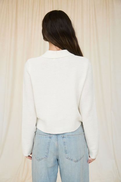 Laney Long Sleeve Button Down Knit Cardigan Ivory