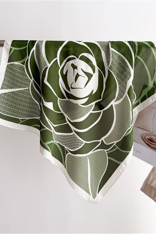 Delta Floral Print Square Effortlessly Elegant Green White