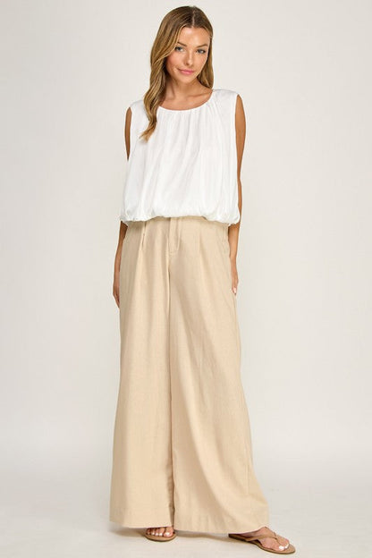 Margo Sleeveless Bubble Top White