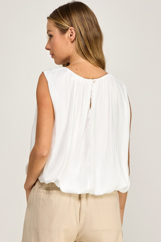 Margo Sleeveless Bubble Top White
