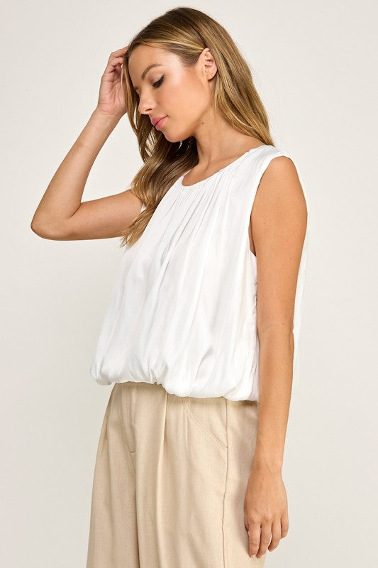 Margo Sleeveless Bubble Top White