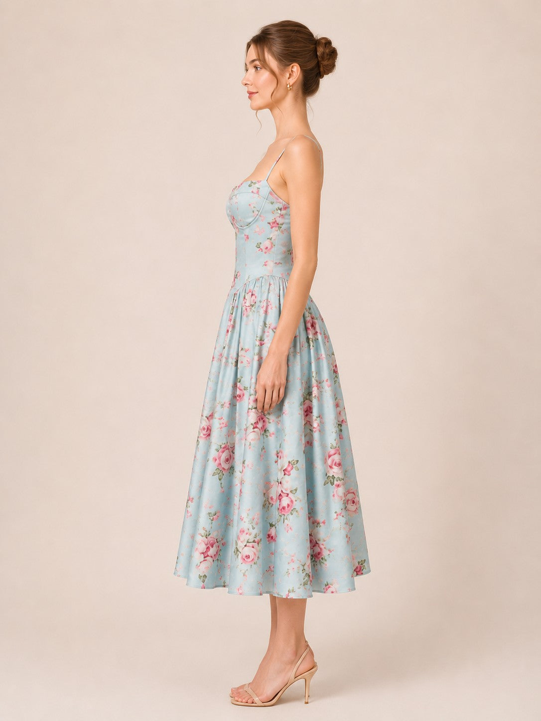 Waitlist 7/15 • Nori Sleeveless Spring Floral Print Midi Dress Blue