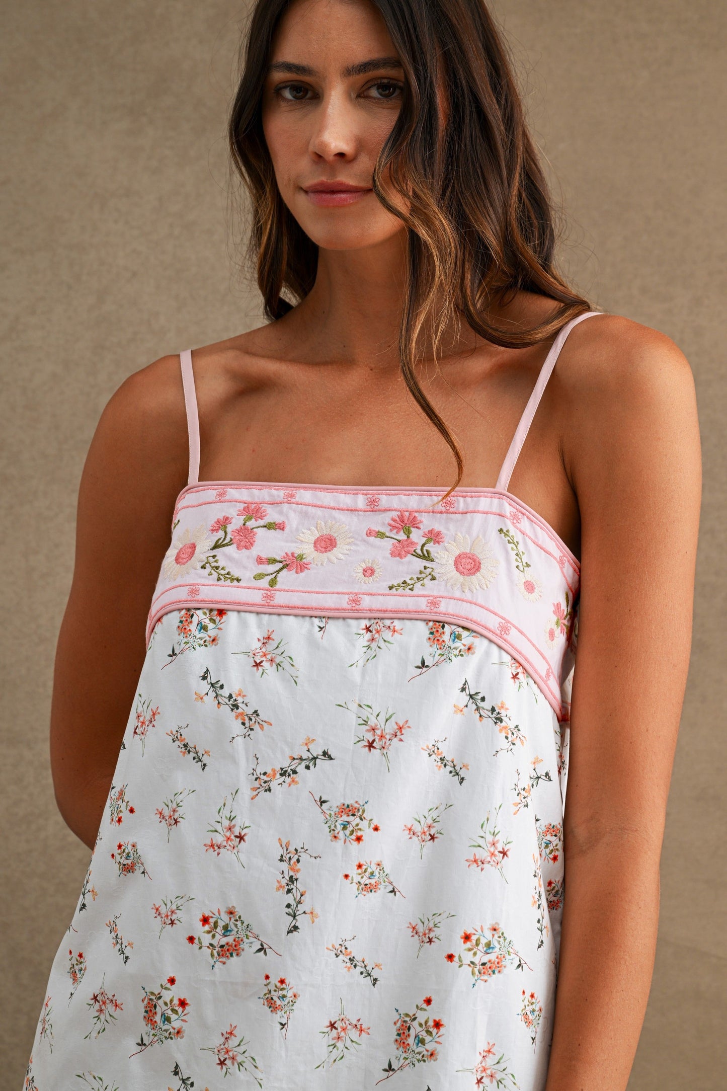 Ivanna Sleeveless Pretty Contrast Floral Print Mini Dress Pink