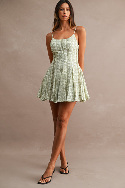 Hope Sleeveless Floral Paisley Print Mini Dress Green