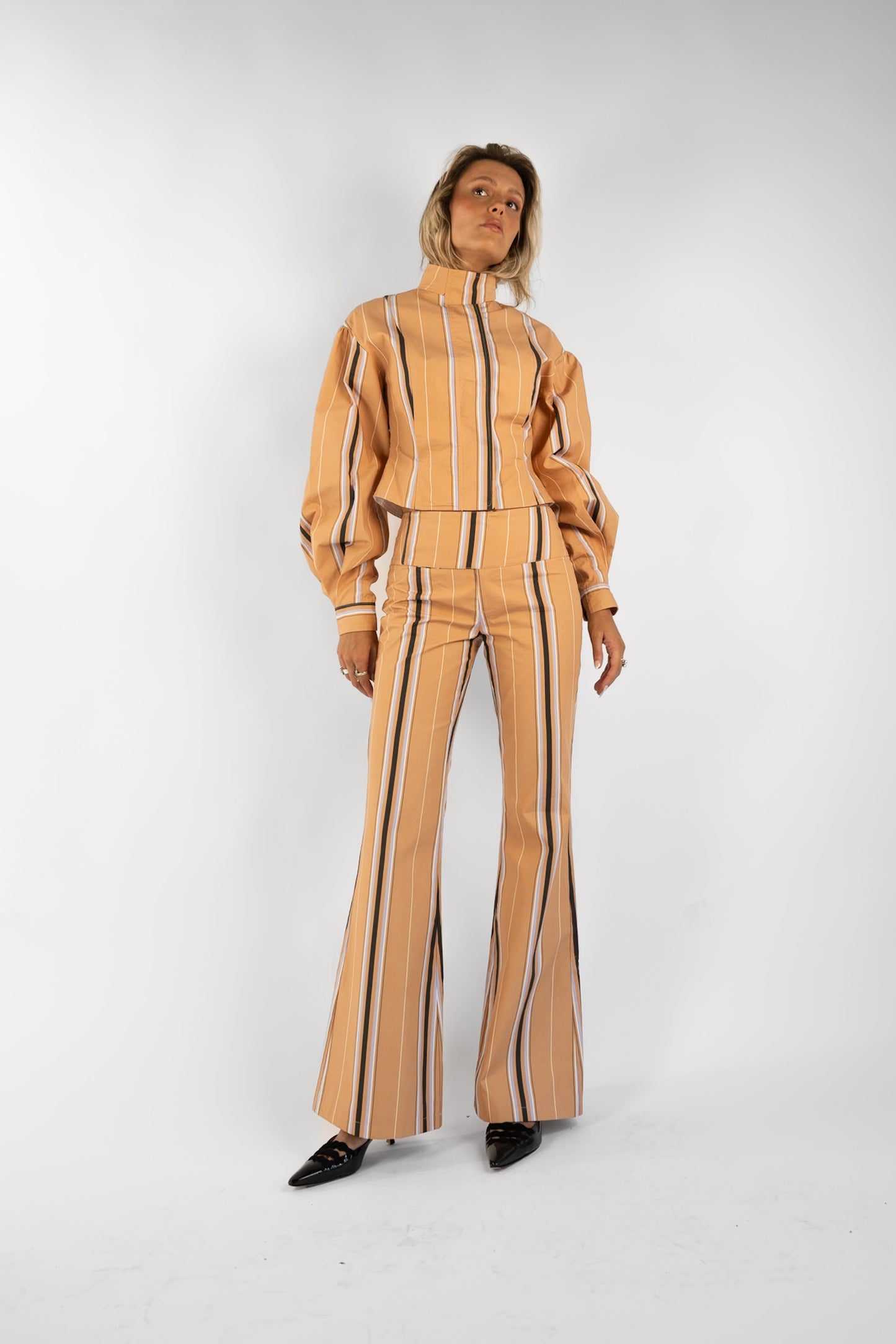 Tilly Cotton Trouser — Camel Striped