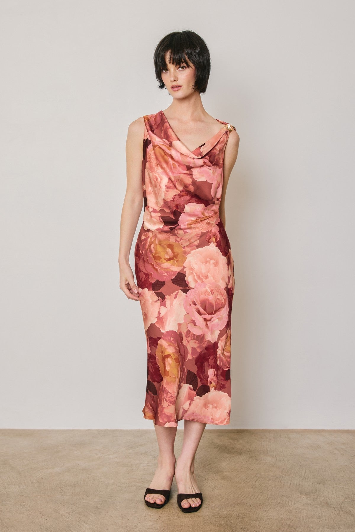 Waitlist 8/20 • Catherine Sleeveless Floral Print Midi Dress Brown