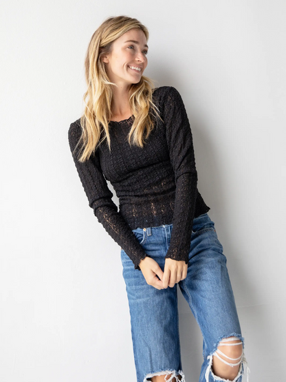 Lace Layering Top - Black