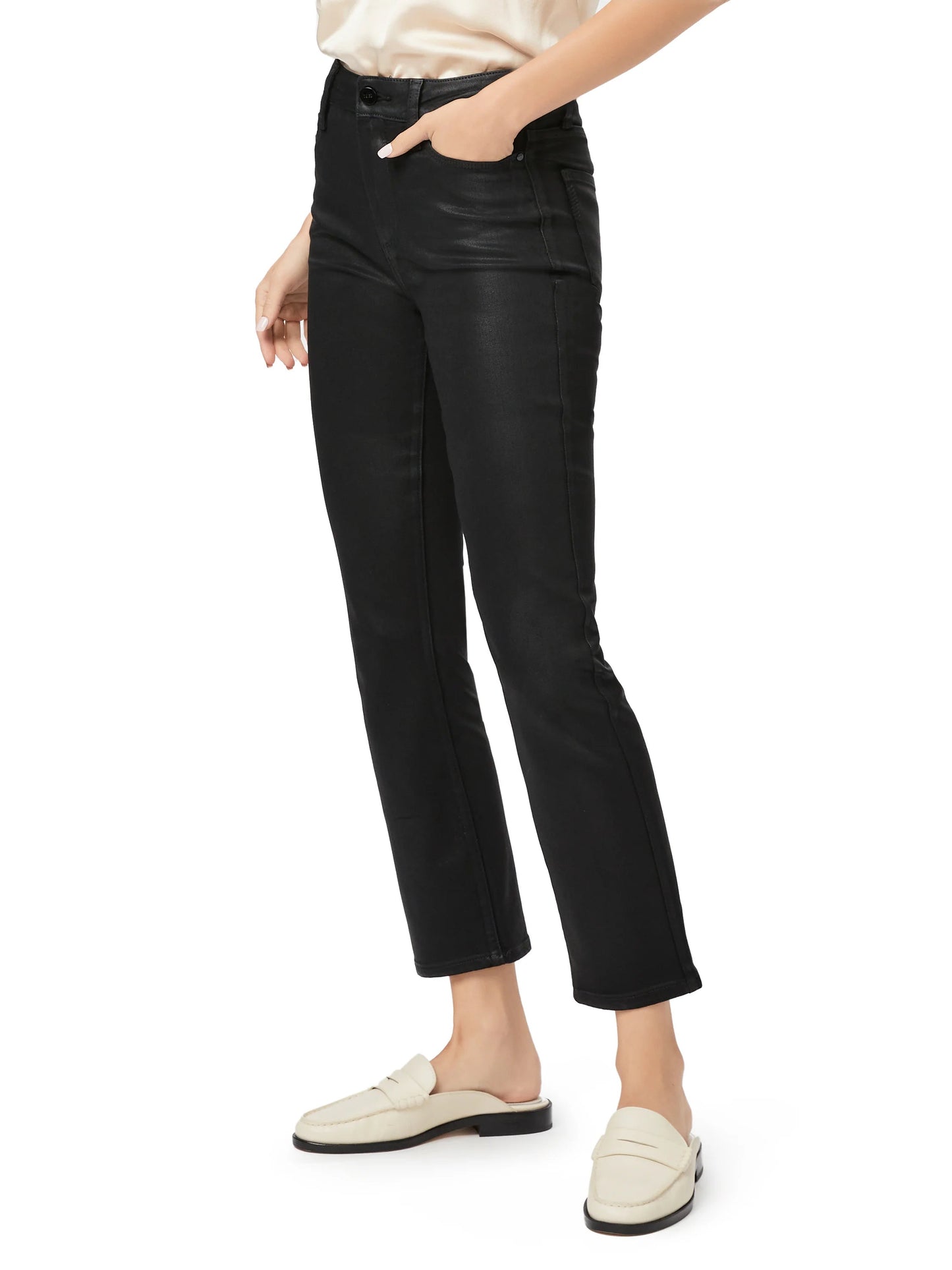Paige Cindy Coated Straight-Leg Pant