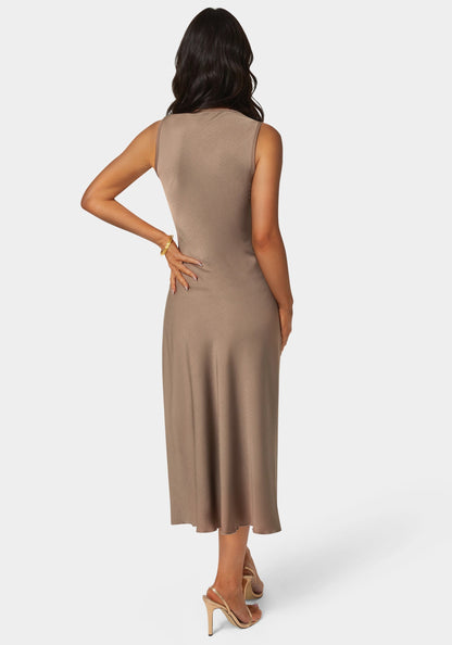 Crepe Satin Cowl Maxi Dress