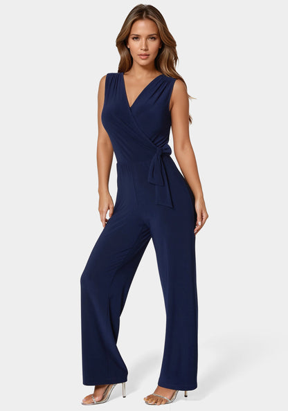 Jersey Wrap Tie Jumpsuit