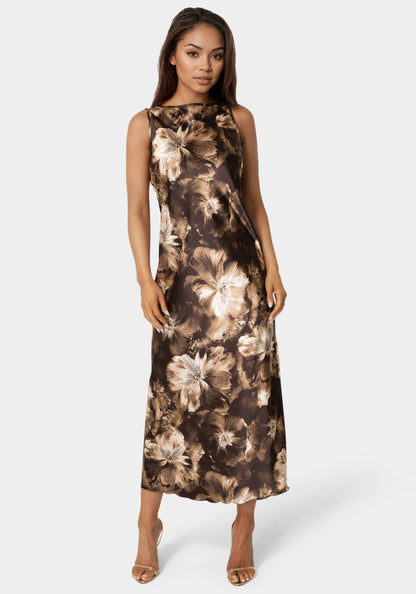 Satin Sleeveless A-Line Maxi Dress