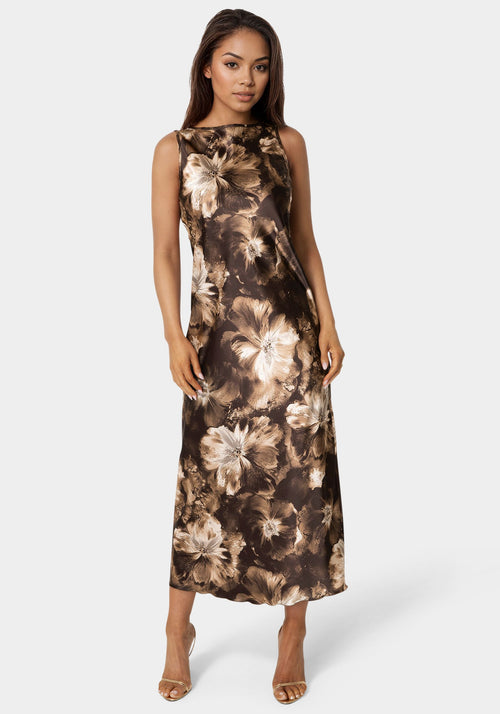 Satin Sleeveless A-Line Maxi Dress