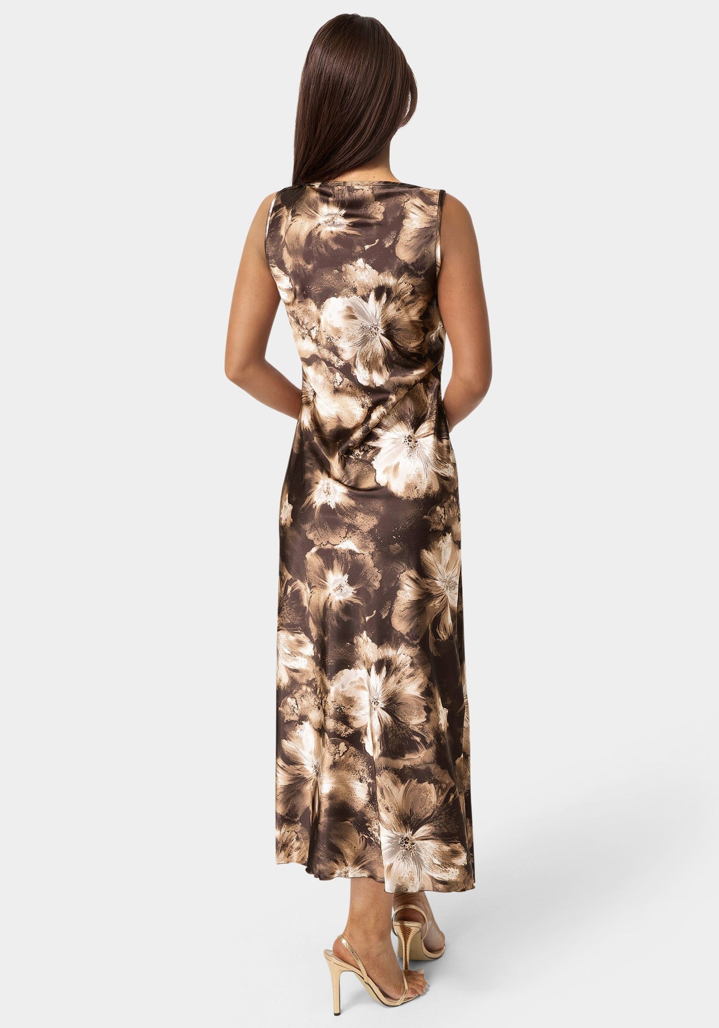 Satin Sleeveless A-Line Maxi Dress
