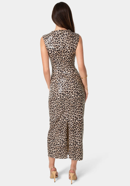 Mock Neck Printed Sleeveless Dress