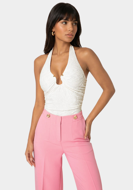Halter Neck Knit Bodysuit