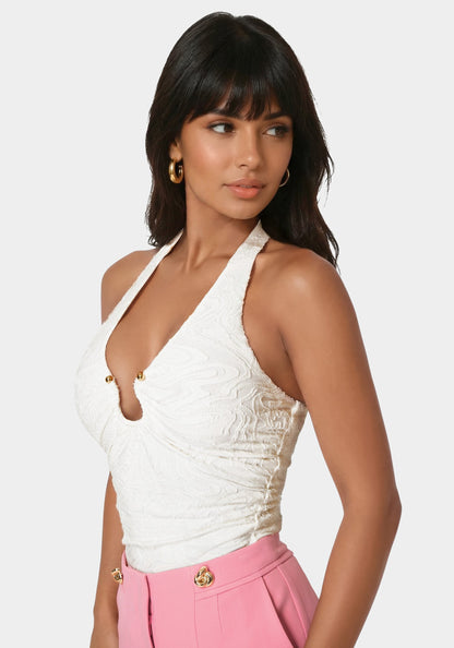 Halter Neck Knit Bodysuit