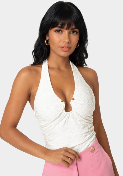 Halter Neck Knit Bodysuit
