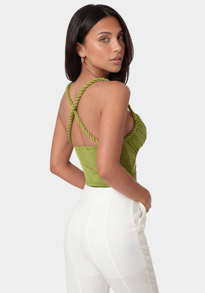 Twisted Strap Draped Bodysuit