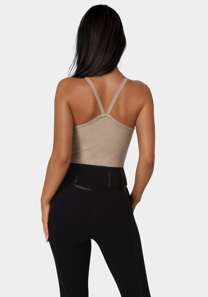 Bebe Logo Racer Back Rib Tank