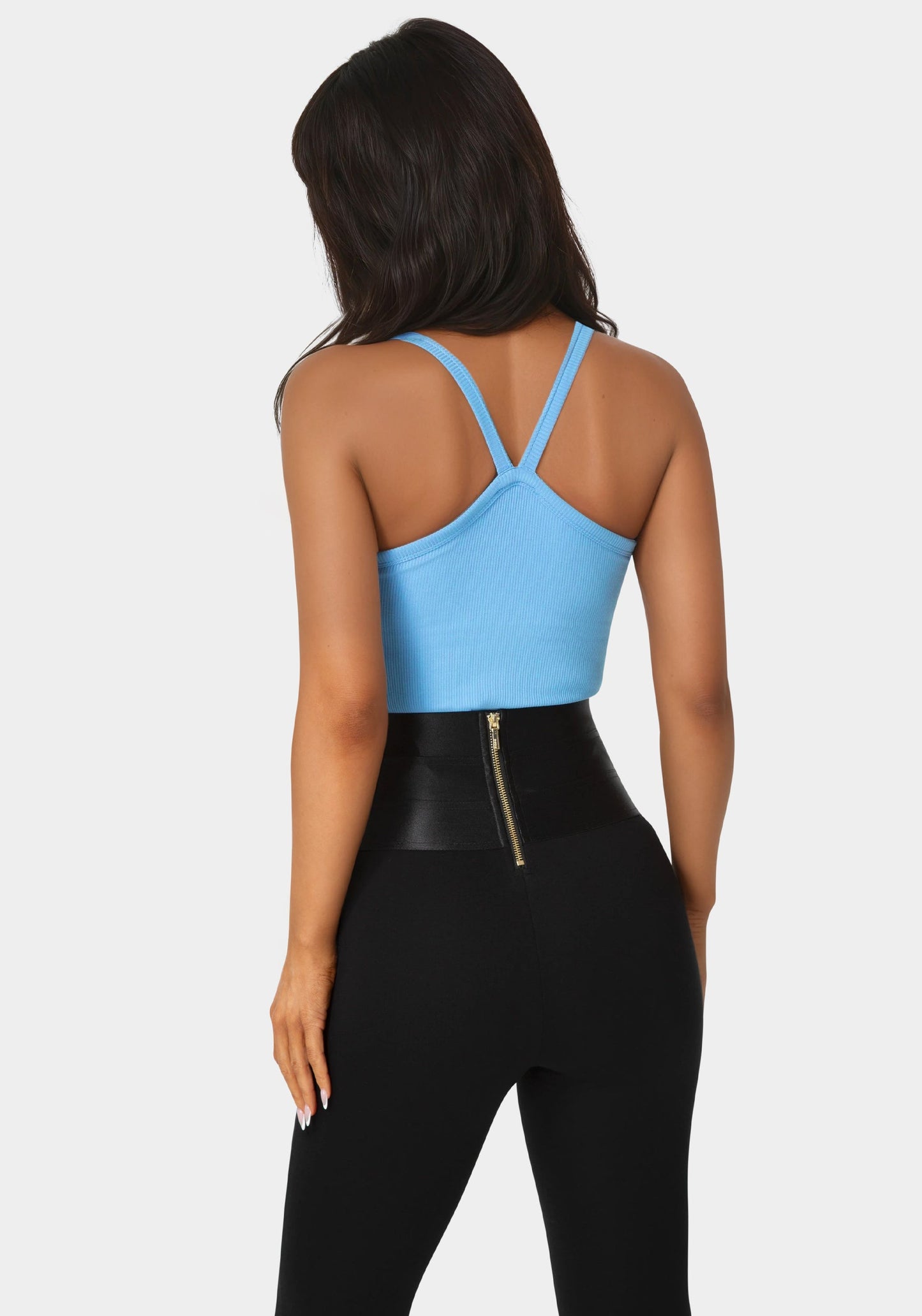 Bebe Logo Racer Back Rib Tank