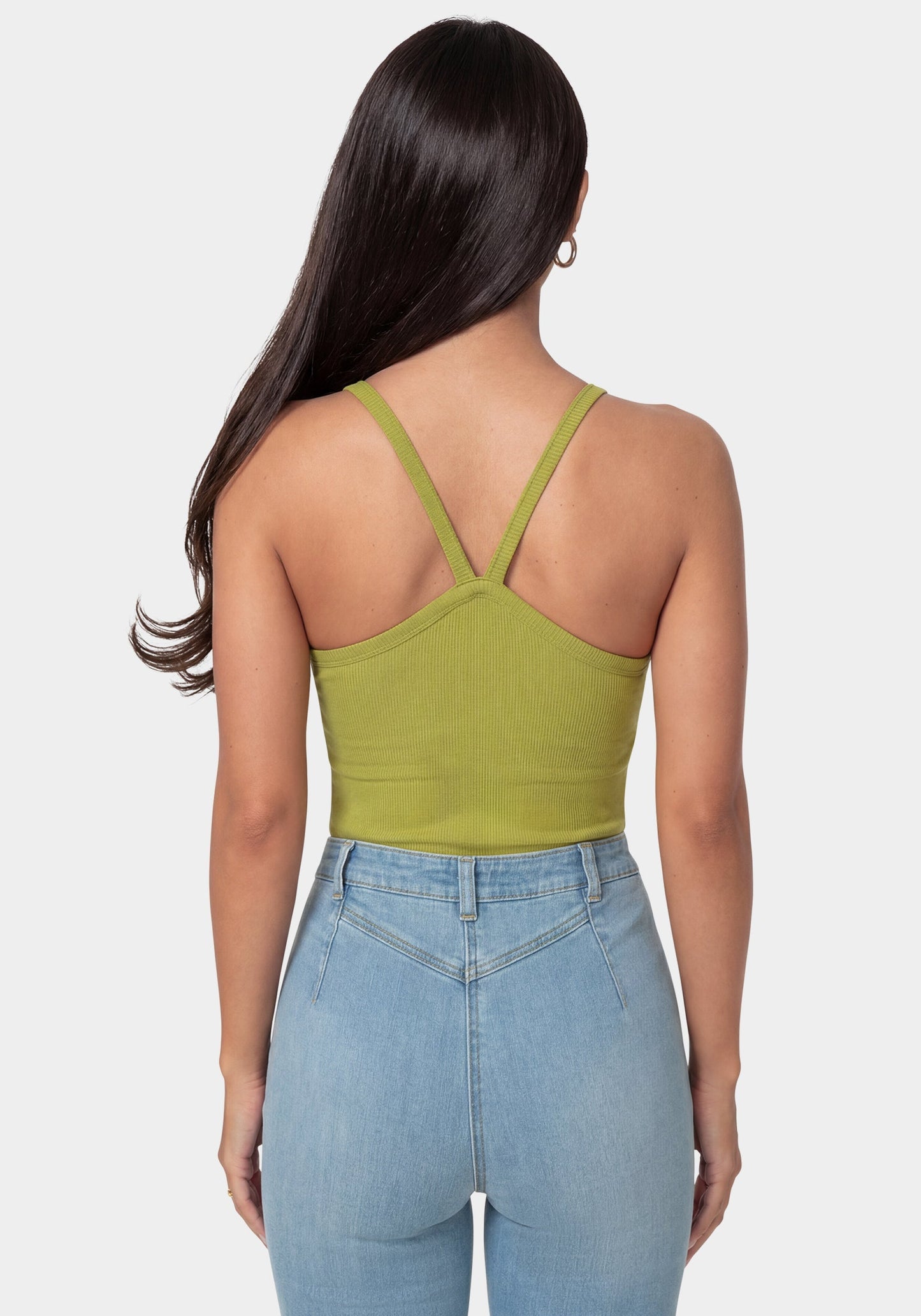 Bebe Logo Racer Back Rib Tank