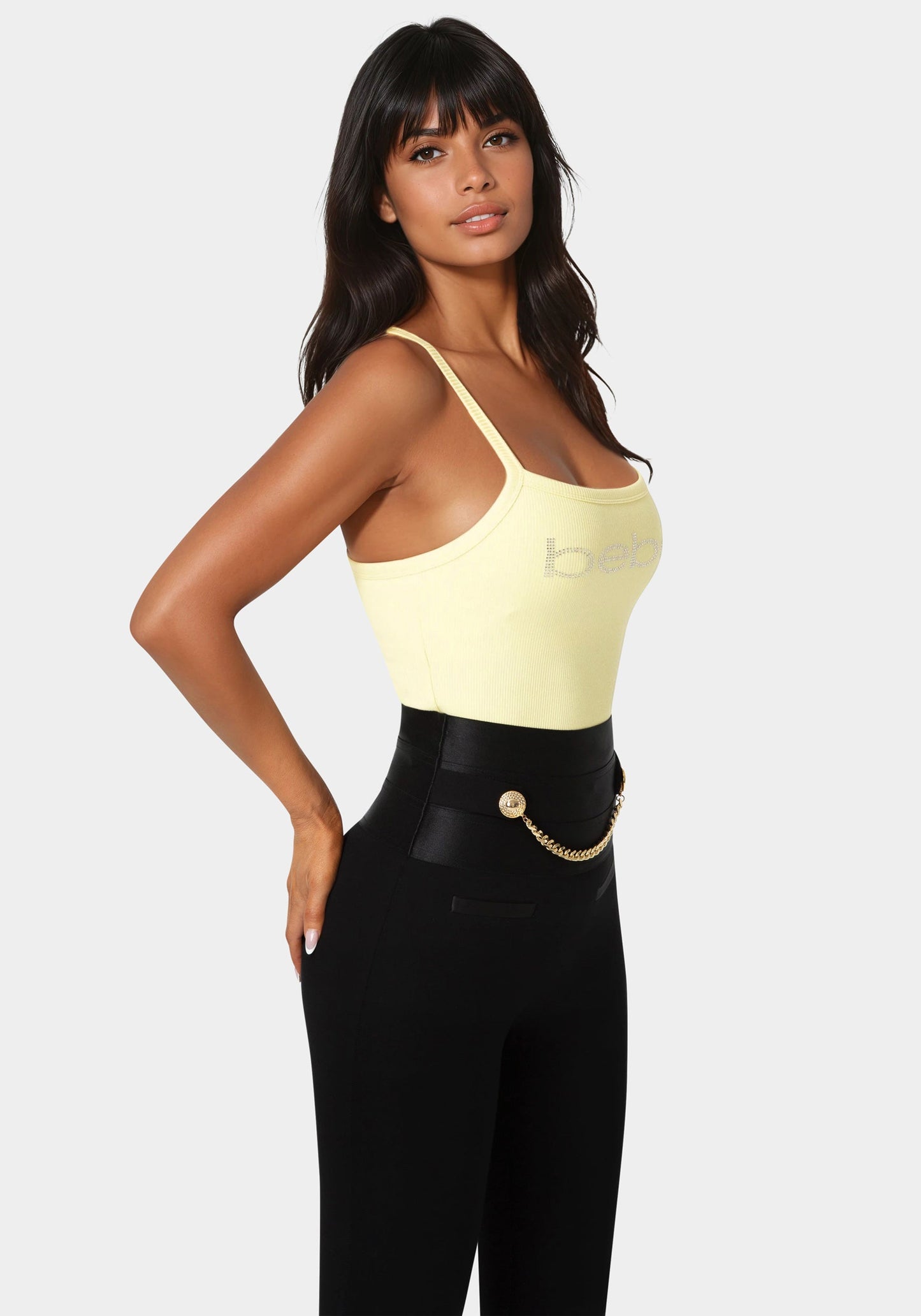 Bebe Logo Racer Back Rib Tank