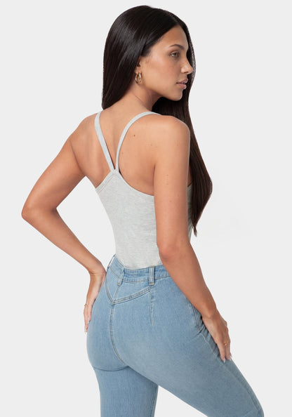 Bebe Logo Racer Back Rib Tank