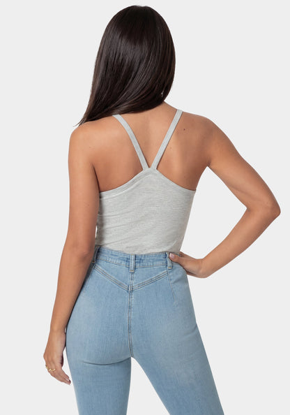 Bebe Logo Racer Back Rib Tank