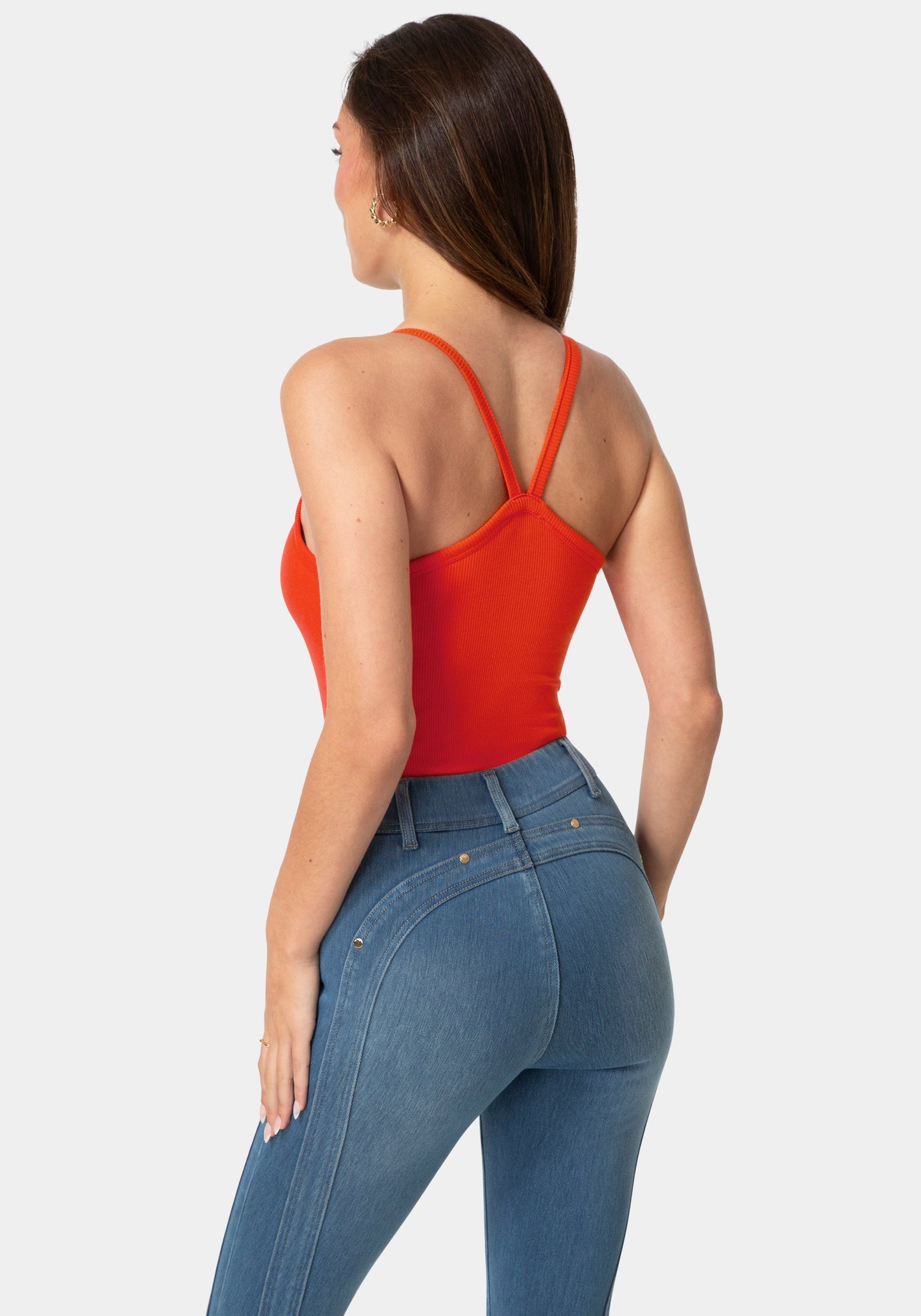 Bebe Logo Racer Back Rib Tank