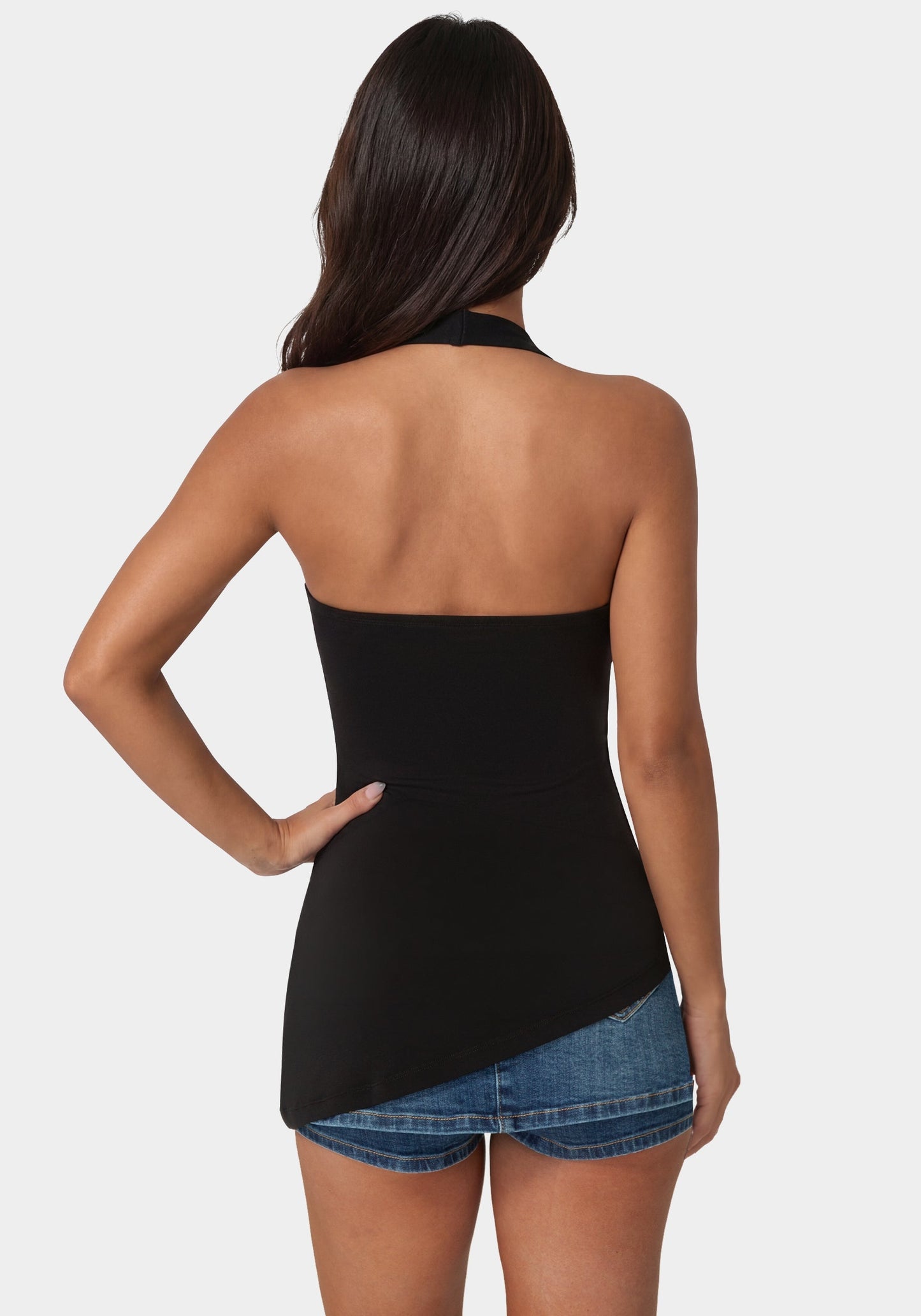 Gathered Tunic Halter Neck Knit Top