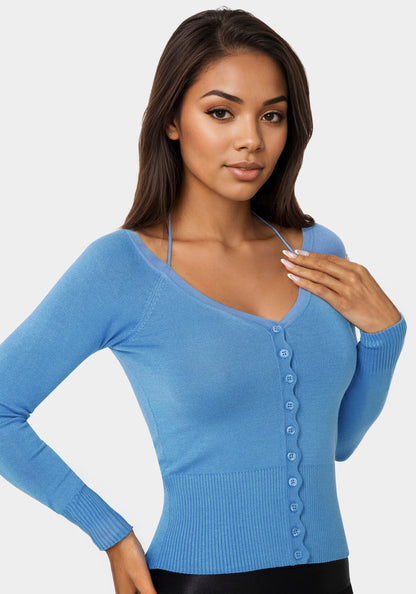 Light Weight Halter Neck Tie Cardigan