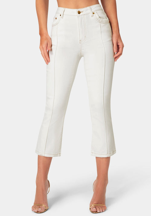 Natural Waist Cropped Boot Cut Jeans
