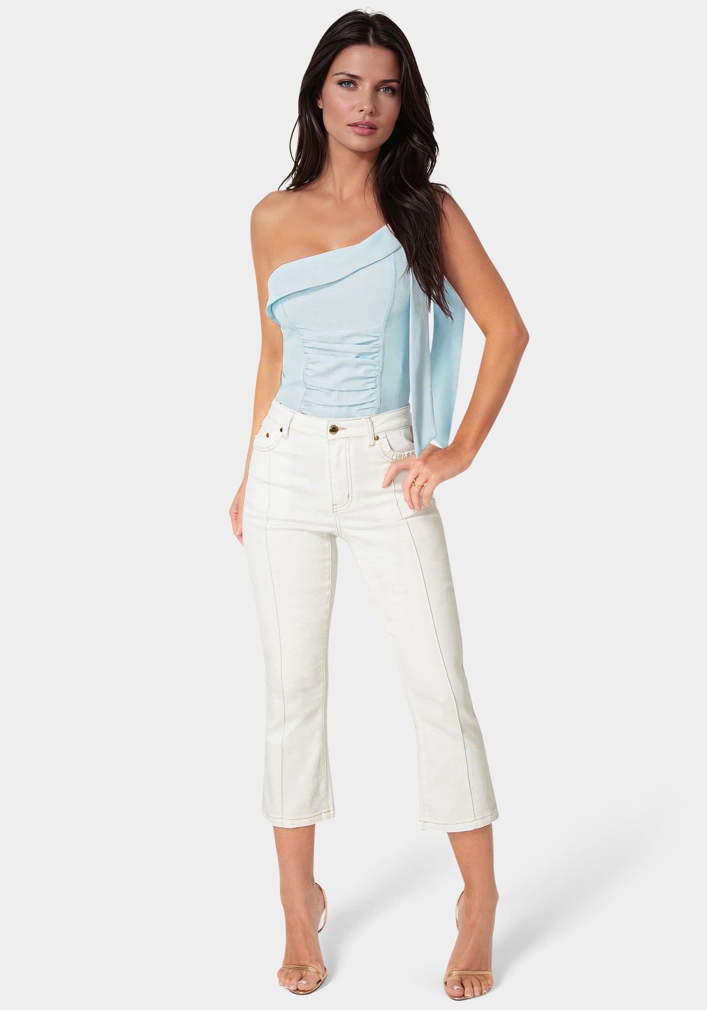 Natural Waist Cropped Boot Cut Jeans