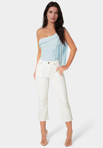 Natural Waist Cropped Boot Cut Jeans