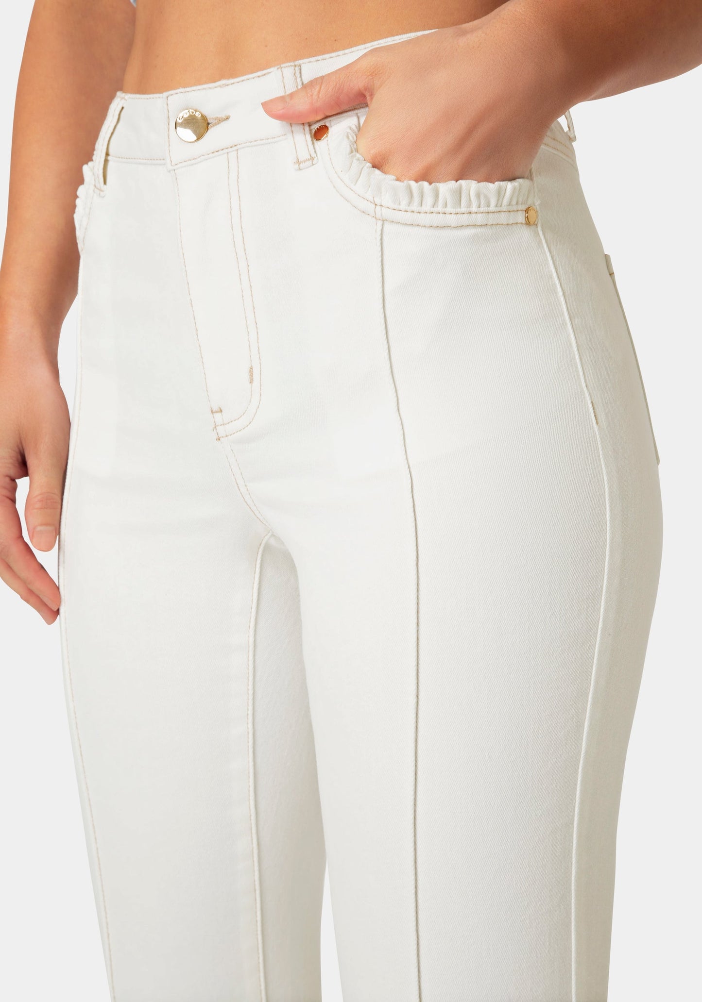 Natural Waist Cropped Boot Cut Jeans