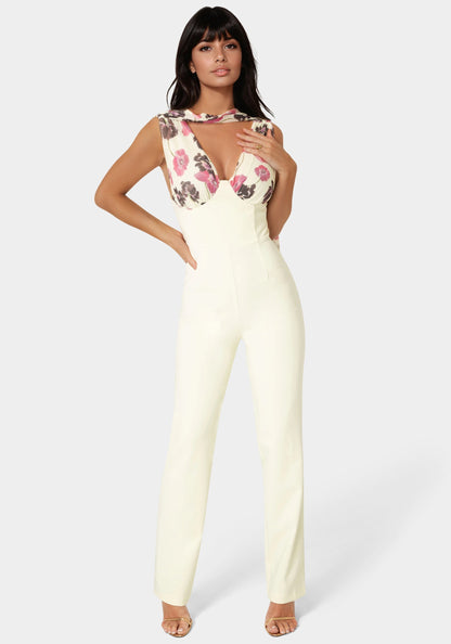 Scarf-Detailed Wide Leg Jumpsuit