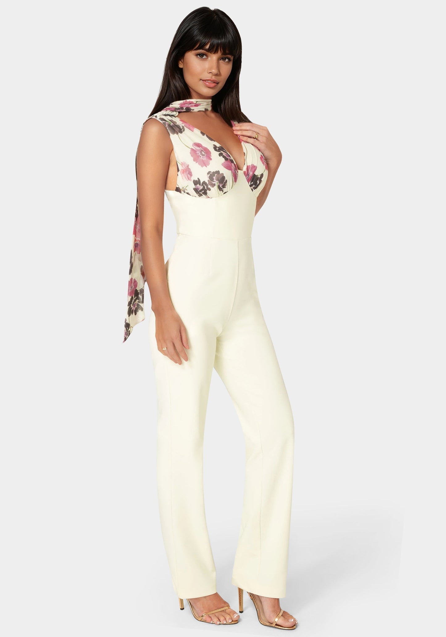 Scarf-Detailed Wide Leg Jumpsuit