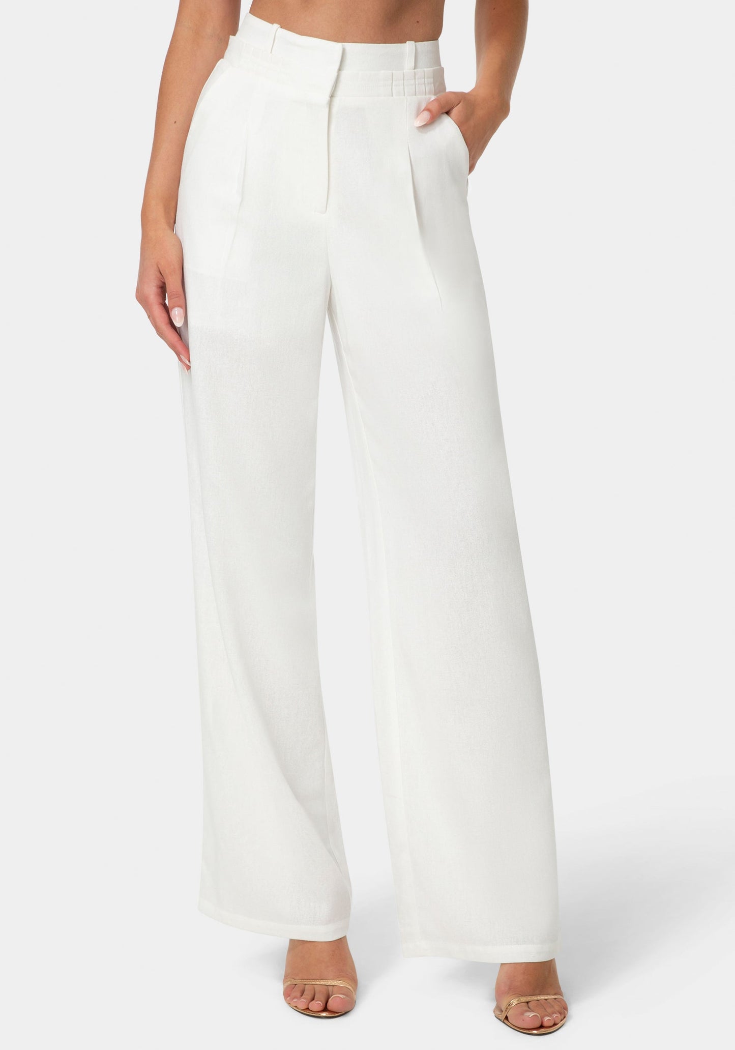 Pleated Linen Wide Leg Pant